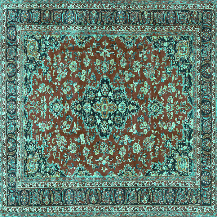 Square Persian Turquoise Traditional Rug, tr3698turq