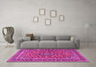 Machine Washable Persian Pink Traditional Rug in a Living Room, wshtr3698pnk