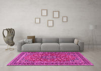 Machine Washable Persian Pink Traditional Rug, wshtr3698pnk