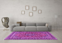 Machine Washable Persian Purple Traditional Rug, wshtr3698pur