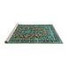 Sideview of Machine Washable Persian Turquoise Traditional Area Rugs, wshtr3698turq