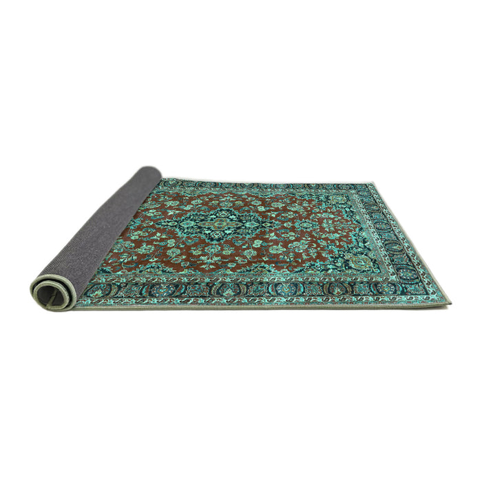 Sideview of Persian Turquoise Traditional Rug, tr3698turq