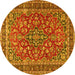 Round Persian Yellow Traditional Rug, tr3698yw