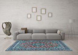 Machine Washable Persian Light Blue Traditional Rug in a Living Room, wshtr3698lblu