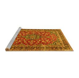 Sideview of Machine Washable Persian Yellow Traditional Rug, wshtr3698yw