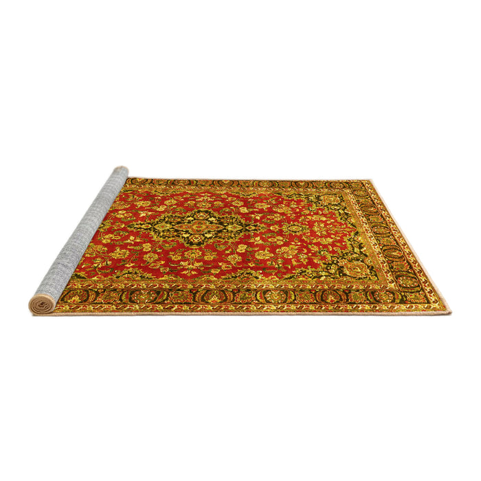 Sideview of Machine Washable Persian Yellow Traditional Rug, wshtr3698yw