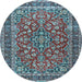 Round Machine Washable Persian Light Blue Traditional Rug, wshtr3698lblu