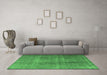 Machine Washable Persian Emerald Green Bohemian Area Rugs in a Living Room,, wshtr3699emgrn