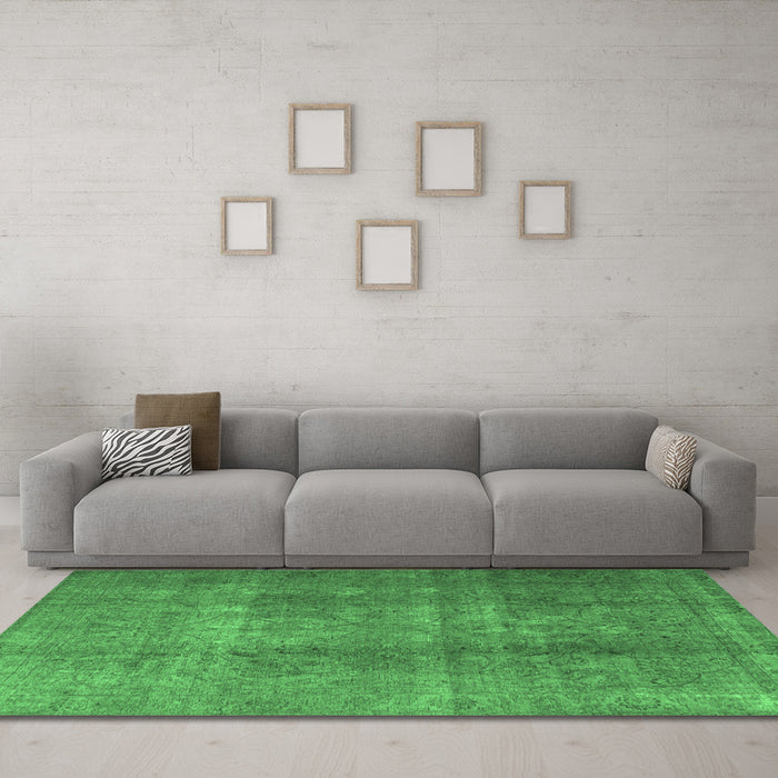Machine Washable Persian Emerald Green Bohemian Area Rugs in a Living Room,, wshtr3699emgrn
