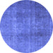 Round Persian Blue Bohemian Rug, tr3699blu