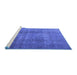 Sideview of Machine Washable Persian Blue Bohemian Rug, wshtr3699blu