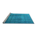 Sideview of Machine Washable Persian Light Blue Bohemian Rug, wshtr3699lblu