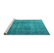 Sideview of Machine Washable Persian Turquoise Bohemian Area Rugs, wshtr3699turq