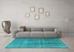 Machine Washable Persian Turquoise Bohemian Area Rugs in a Living Room,, wshtr3699turq