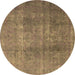 Round Persian Brown Bohemian Rug, tr3699brn