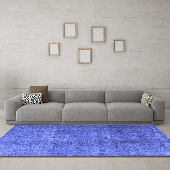 Machine Washable Persian Blue Bohemian Rug in a Living Room, wshtr3699blu