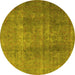 Round Persian Yellow Bohemian Rug, tr3699yw