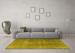 Machine Washable Persian Yellow Bohemian Rug in a Living Room, wshtr3699yw