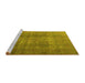 Sideview of Machine Washable Persian Yellow Bohemian Rug, wshtr3699yw