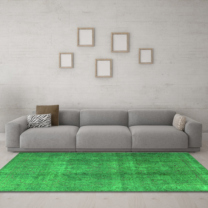 Machine Washable Persian Green Bohemian Area Rugs in a Living Room,, wshtr3699grn