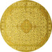 Round Medallion Yellow Traditional Rug, tr369yw