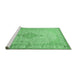 Sideview of Machine Washable Medallion Emerald Green Traditional Area Rugs, wshtr369emgrn