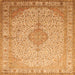 Serging Thickness of Medallion Orange Traditional Rug, tr369org