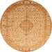 Square Medallion Orange Traditional Rug, tr369org