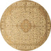 Round Medallion Brown Traditional Rug, tr369brn