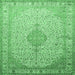 Square Medallion Emerald Green Traditional Rug, tr369emgrn