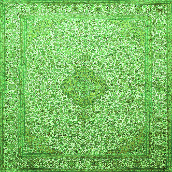 Serging Thickness of Medallion Green Traditional Rug, tr369grn