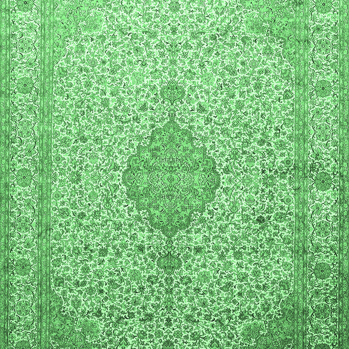 Machine Washable Medallion Emerald Green Traditional Area Rugs, wshtr369emgrn