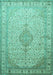 Machine Washable Medallion Turquoise Traditional Area Rugs, wshtr369turq