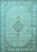 Machine Washable Medallion Light Blue Traditional Rug, wshtr369lblu