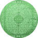 Round Medallion Emerald Green Traditional Rug, tr369emgrn