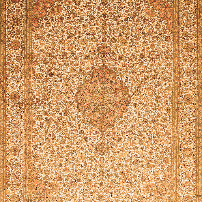 Serging Thickness of Machine Washable Medallion Orange Traditional Area Rugs, wshtr369org