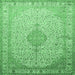 Square Machine Washable Medallion Emerald Green Traditional Area Rugs, wshtr369emgrn