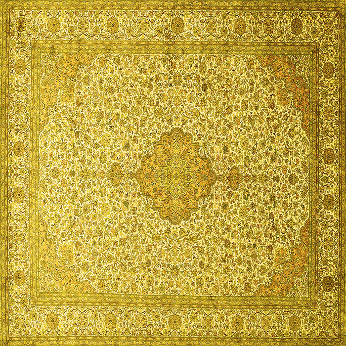 Square Medallion Yellow Traditional Rug, tr369yw