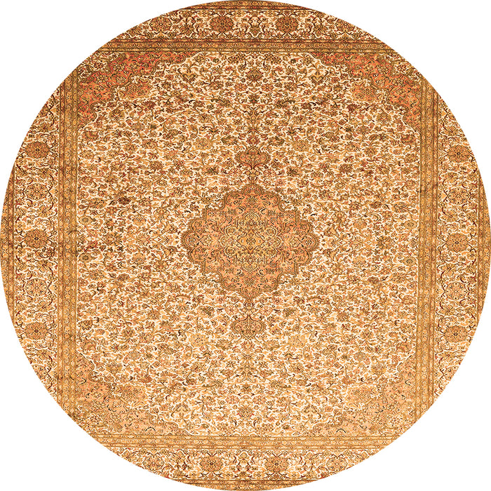 Machine Washable Medallion Orange Traditional Area Rugs, wshtr369org