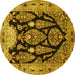 Round Persian Yellow Traditional Rug, tr36yw