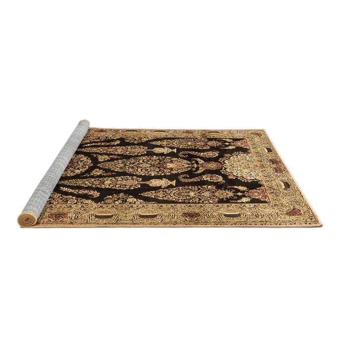 Sideview of Machine Washable Persian Brown Traditional Rug, wshtr36brn