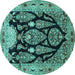 Round Persian Turquoise Traditional Rug, tr36turq