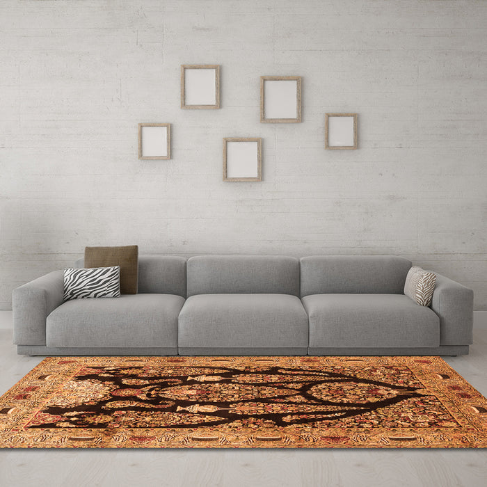 Machine Washable Persian Orange Traditional Area Rugs in a Living Room, wshtr36org