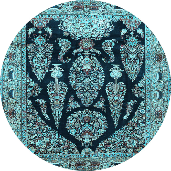Round Persian Light Blue Traditional Rug, tr36lblu