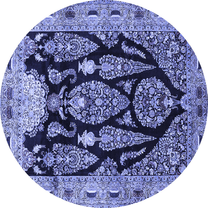 Round Persian Blue Traditional Rug, tr36blu