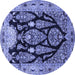 Round Persian Blue Traditional Rug, tr36blu