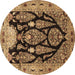 Round Persian Brown Traditional Rug, tr36brn