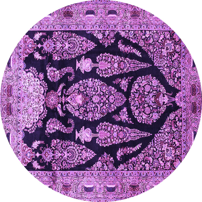 Round Machine Washable Persian Purple Traditional Area Rugs, wshtr36pur