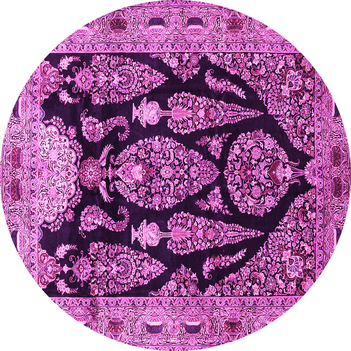 Round Machine Washable Persian Pink Traditional Rug, wshtr36pnk