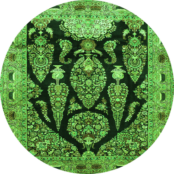 Square Persian Green Traditional Rug, tr36grn